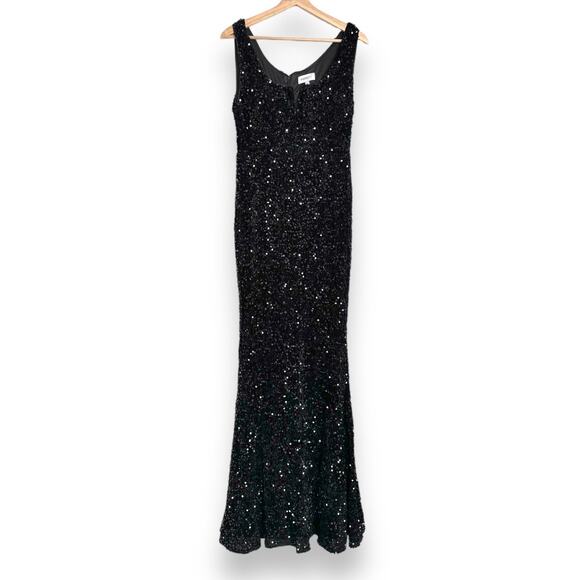 Faeriesty Black Floor Length Sequin Velour Mermaid Gown Women's Size M/L - Picture 1 of 12